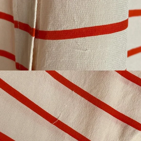 SOLD Equipment Femme Orange Striped Silk Shirt Blouse Top Size L Long Sleeve - Picture 11 of 12